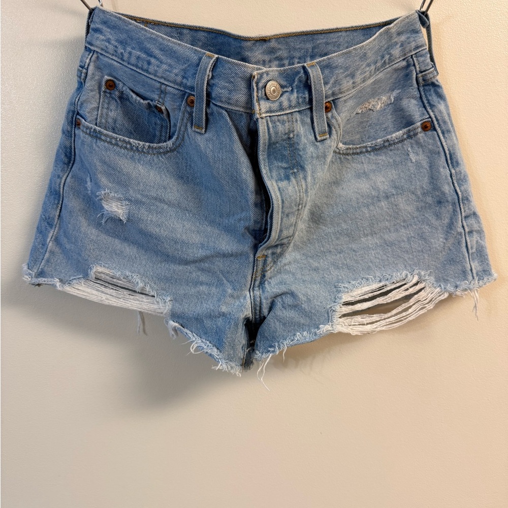 Levi's Light Blue Distressed Jean Shorts